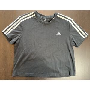 SOLD OUT 90s Y2K Adidas Women's Cropped Black Crew Neck T-Shirt Size Medium